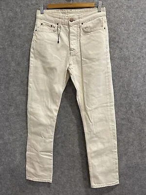 ZARA Mens Designer Off White Brown Stitch Slim Button Denim Jeans US29/S (379 • $16.50