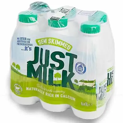 Candia Just Milk UHT Long Life Lasting Semi-Skimmed Fresh Bottles Pack 6 X 1L • £12.49