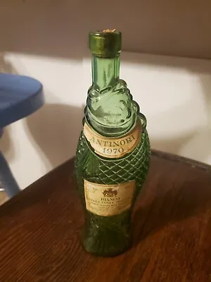 Vintage 1970 Antinori Bianco Green Glass Fish Bottle Decanter-Italy-10  • $17