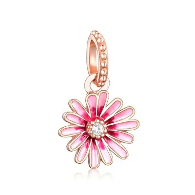 $27.95 • Buy PINK DAISY ROSE GOLD S925 Sterling Silver Charm By Charm Heaven NEW