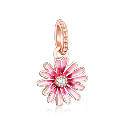 $27.95 • Buy PINK DAISY ROSE GOLD S925 Sterling Silver Charm By Charm Heaven NEW