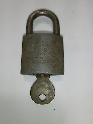 Vintage Padlock Junkunc Bros American Lock Co Chicago W/ Key Works US Military • $9.99