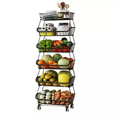 Fruit Storage Basket 6 Tier Rolling Stackable Vegetable Fruit Basket Utility... • $88.04