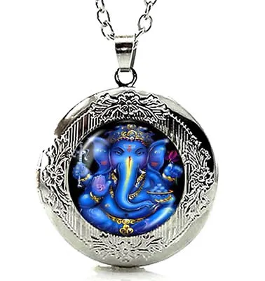  Lord Ganesh Ganesha Locket Pendant Necklace With 24  Stainless Steel Chain • $9.95