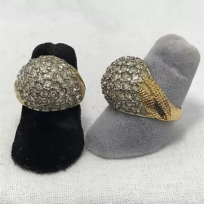 Vintage ESPO  14KT GE Gold  & Round Cut Cubic Zirconia's  Dome Ring Varied Sizes • $149.99