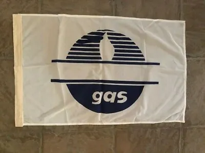 VINTAGE GREEK GREECE GAS (ΓΚΑΖΙ) FLAG 49 Cms X 78 Cms NEW OLD STOCK (1970s) • $45