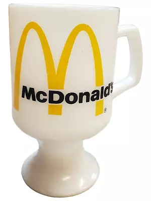Mcdonalds Mug Pedestal Irish Cup White Milk Glass Golden Arches Tall 5+'' Footed • $22.50