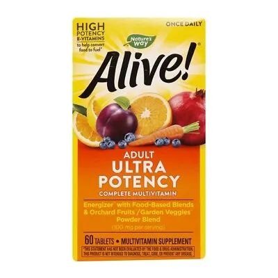 £25.99 • Buy Nature's Way Alive Adult ULTRA POTENCY Complete Multivitamin 60 Tablets