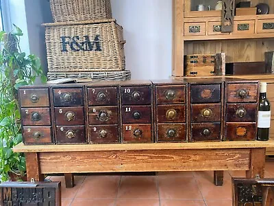 Bank Of Scratch Built Drawers Apothecary. Collectors. Haberdashery Industrial • £849.99