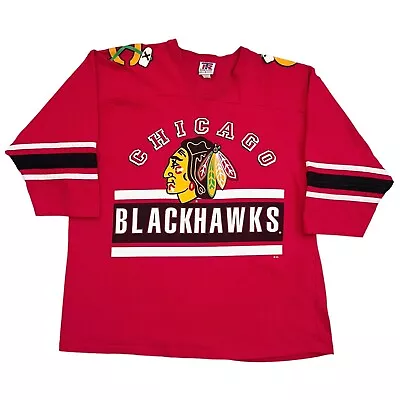 VTG 90s Chicago Blackhawks Team Rated Hockey Jersey Shirt Mens XL - NHL • $19.99