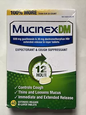 Mucinex DM 12-Hour Expectorant And Cough Suppressant Tablet40 Count • $13.25