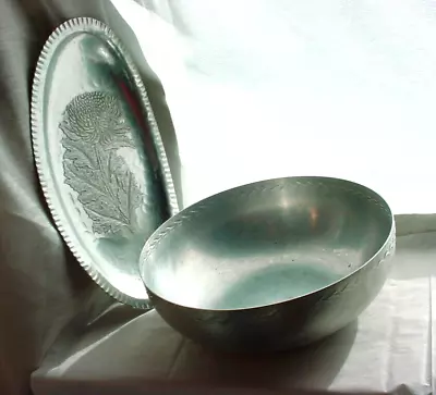 Aluminum Metal Bowls Dish Chrysanthemum Handwrought 2 Piece Lot Vintage • $12.96