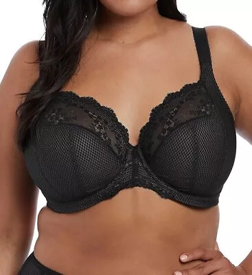 #454- New  ELOMI BRA#EL4382BLK CHARLEY UNDERWIRE LACE PLUNGE BRA SZ 38 DD • $27