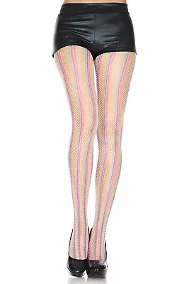 Rainbow Pastel Fishnet PRIDE Pantyhose Festival Rave Tights Outfit • £14.45