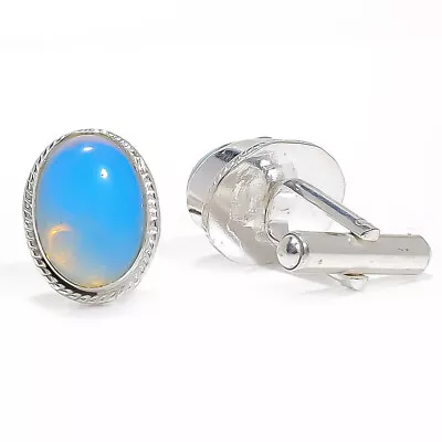 Natural Milky Opal Solid 925 Silver Plated Cufflink Men's S1939 • $12.60