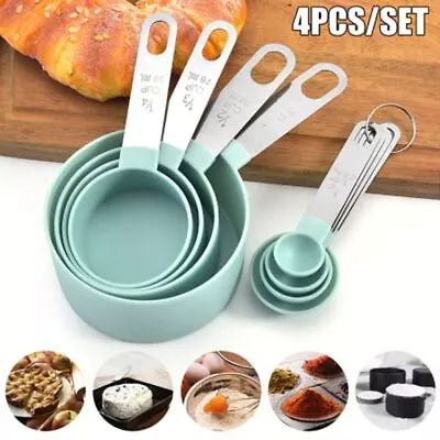 Stainless Steel Measuring Cups Spoon With Scale Baking Flour Scoop Cooking Tools • £5.81