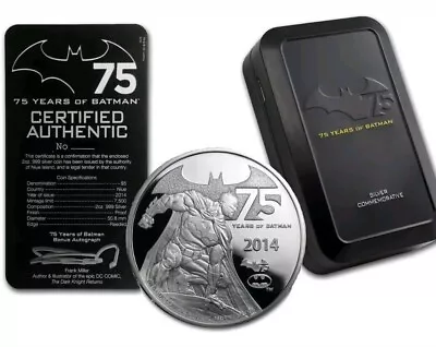 2014 Niue $5 75 Year Anniversary Of  Batman 2oz Silver Proof Coin Limited Ed • $405