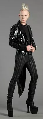 Shrine Vinyl Gothic Vampire Victorian Tailcoat Coat Jacket Latex Look Fetish  • $219.99