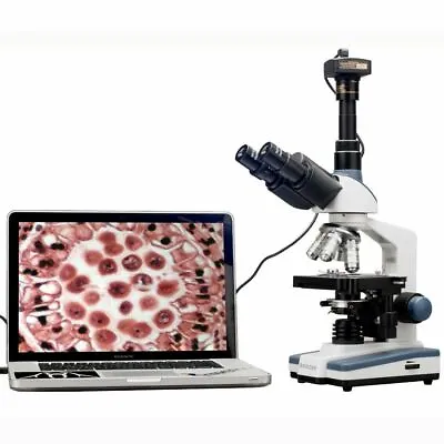 AmScope 2000X LED Lab Trinocular Compound Microscope + 10MP Camera + 3D Stage • £499.16