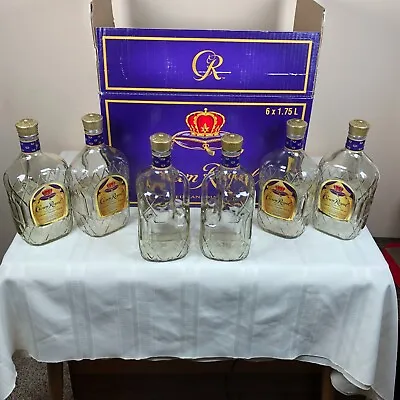Vintage Crown Royal Case 6 Empty 1.75 Liter Handle Bottles Canadian Whiskey • $100