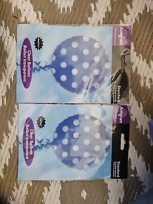 Lot Of 2 Blue Polka Dot 18 Inch Mylar Balloons Great For Baby Showers Birthdays • $3