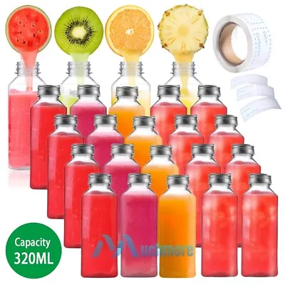 20 Pack Empty Translucent Plastic Juice Bottles With Tamper-Proof Caps & Labels • £28.73