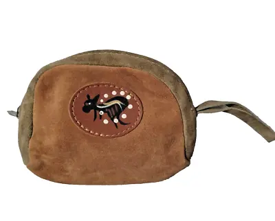 Vintage Brown Leather Coin Purse Pouch Change Holder Hand Painted Squirrel  • $9.99