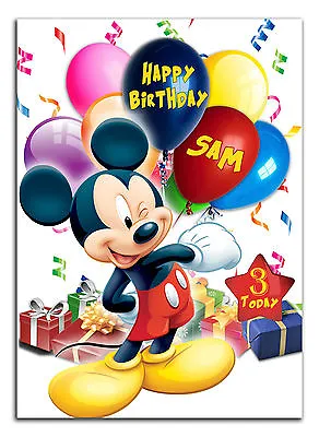 C140; Large Personalised Birthday Card; Custom Made For Any Name; MickeyMouse • £4.50