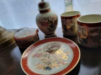 Porcelain Satsuma Moriage Japenese Set Hand Painted...vintage  • $38