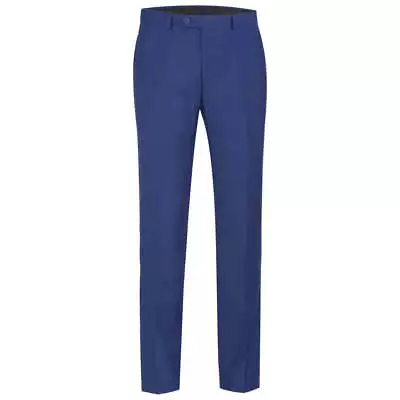 Men Flat Front Suit Separate Pants Slim Fit Soft Feel Slacks 201-20 Royal Blue • $59.99