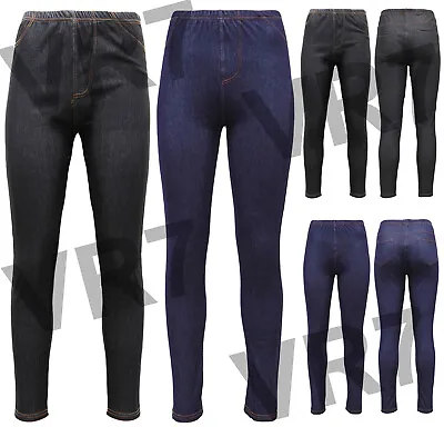 £6.39 • Buy Women's Ladies Skinny Legging Looks Like Jeans Stretch Denim Jeggings Size 8-26