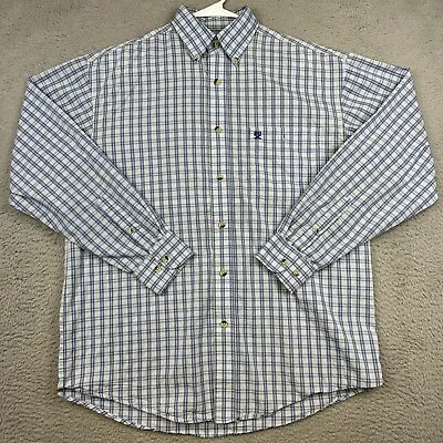 Wrangler 20X Performance Shirt Mens Medium Blue Plaid Western Cowboy Rodeo • $12.55