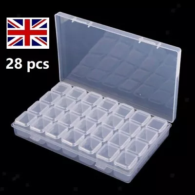 £2.99 • Buy 28 Small Boxes Clear Small Parts Storage Box Beads Container Organizer Case
