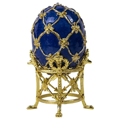 Blue Swan Faberge Egg Replica Trinket BoxEaster Gift18 Cm • $63.71