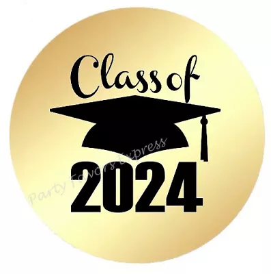 Class Of 2024 Graduation Gold Foil Envelope Seals Labels Stickers Party Favors • $4.99