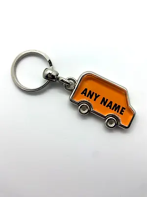 Personalised Car Van Shaped Keyring - Any Name Or Reg Number - Yellow Background • £3.99