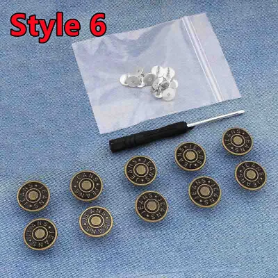 10PCS Metal Jean Button Fastener Replacement Kit 17mm No Sew Repair Kit Nailless • $4.82