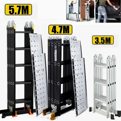 3.5/4.7/5.7M Multi Purpose Aluminium Folding Work Platform Ladder Manufacturer • £31.97