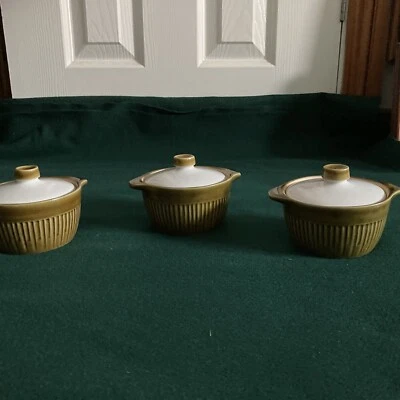 £9 • Buy 2 Green Lidded  Pots- Langley Mill Pottery /Denby
