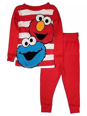 Sesame Street Infant Boys Red Elmo & Cookie Monster Striped Pajamas 18M • $19.99