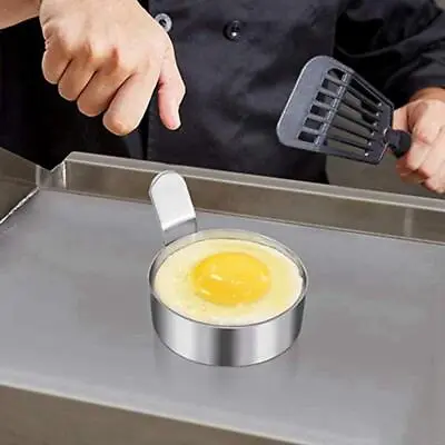 2/4/6PCS Stainless Steel Fried Egg Rings Non Stick Pancake Omelet Mold W/ Handle • £6.98