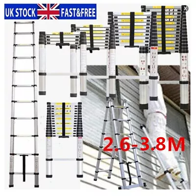 High Quality 2.6-3.8M Multi-Purpos Aluminium Telescopic Ladder Extendable UK • £43.97