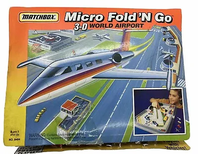 Vintage 1993 Matchbox Micro Fold 'N Go 3-D World Airport NIP Playset & Vehicles • $27.95