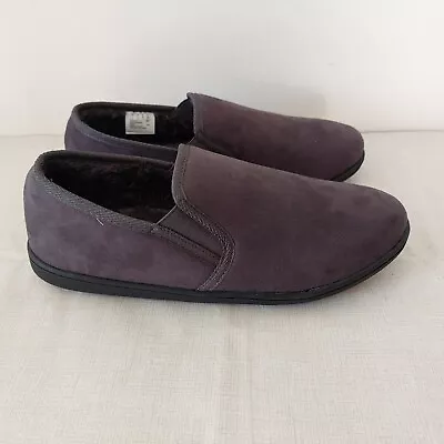 Clarks Buke Ease Mens Dark Grey Warm  Slip On Slippers House Shoes Uk Size 11 • £24