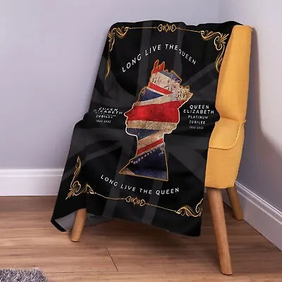 Platinum Jubilee - Long Live The Queen - Soft Fleece Throw Blanket • £33.99