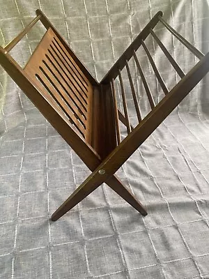 Vintage Retro Mid-Century Modern Danish Folding Magazine Rack • $58