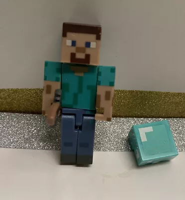 MINECRAFT SERIES 1 Overworld Steve Mojang  Figure And Weapon  2.75” • $10.99