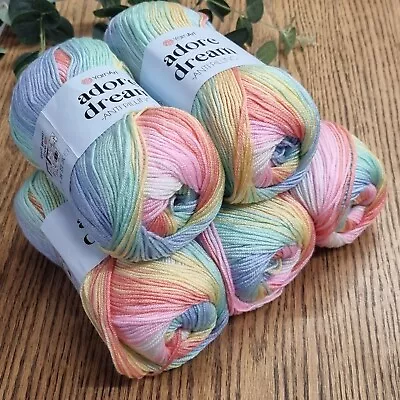 5 X 100g Anti Pilling DK Variegated Knitting Yarn Yarnart Adore Dream 1054 • £23.50