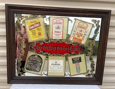 Vintage Our Prestige Pouring Brands Bar Mirror Gordons Chivas Regal Early Times+ • $59.90