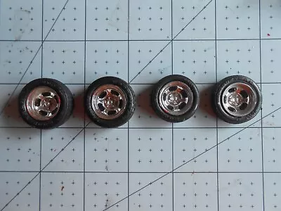 1/25 VINTAGE CHROME   Aluminum   Slot Mags  WHEELS / Good / Year STAGGERED TIRES • $9.99